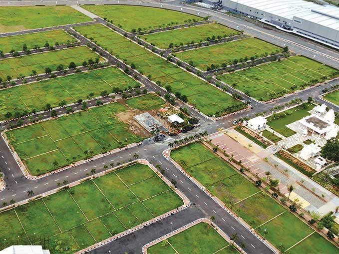 View of the Tierra, luxury villa plots from above the Badminton Courts